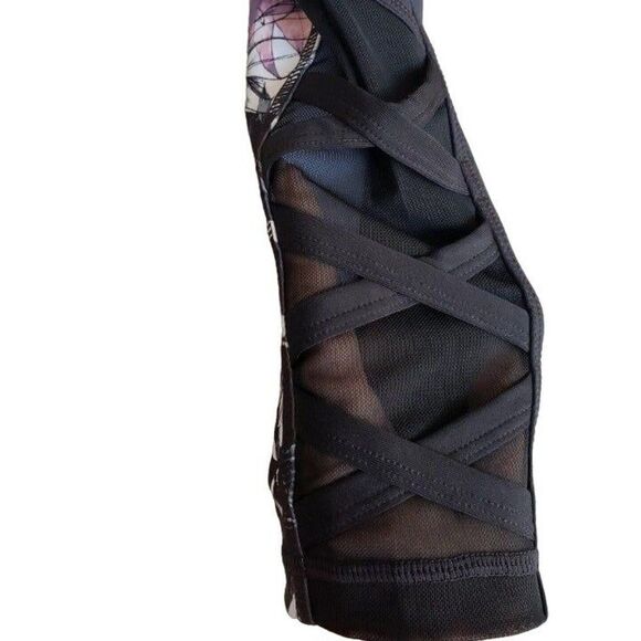 Women's Leggings Medium Low Rise Black Floral Mesh Inset Joggers M NWOT - Picture 3 of 7